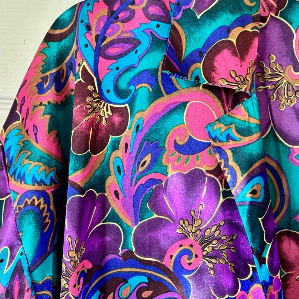 Vintage Victoria's Secret M/L 1990’s Gold Label Pajama Top Floral Pearl Buttons - Picture 3 of 8